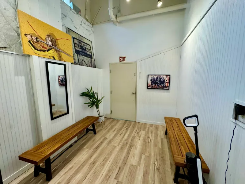 Clean and modern women's locker room at SuperFly BJJ in Decatur, GA