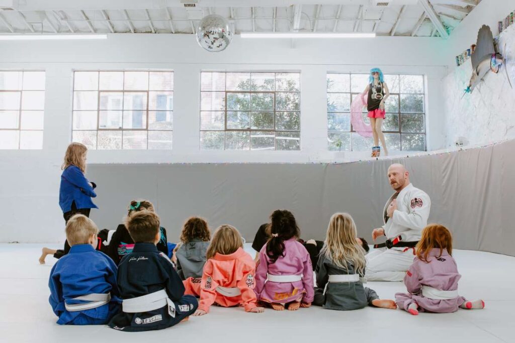 Kids practicing Brazilian Jiu-Jitsu to build confidence and focus.